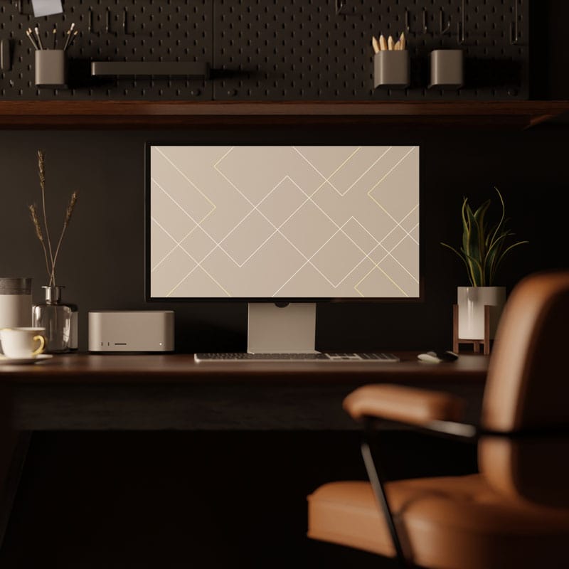 Minimal workspace showing careful design process